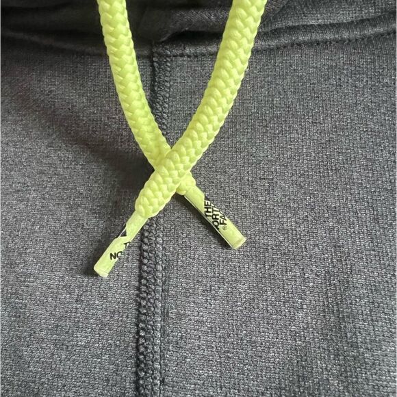 The North Face Lanna Funnel Neck Hoodie Charcoal Gray Lime Green Hood Strings S - Picture 4 of 10
